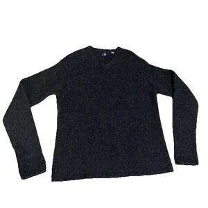 Vintage Gap Gray Lambswool Sweater Men's M 90s V Neck Preppy Grandpacore